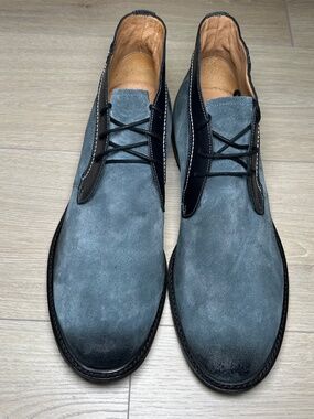 7 For All Mankind Men's Suede Lace-Up Chukka Boots in Blue/Gray and Black